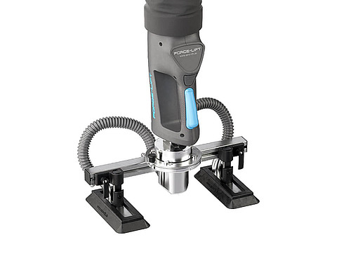 Force-Lift: De sterkste buisheffer met één hand op de markt met intuïtieve bediening die een groot aantal materialen tot 75 kg kan heffen en draaien. Productfoto van de Force-Lift buislift van Aero-Lift