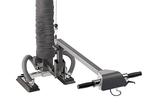 De Force-Lift-2-Ergo-Plus buisheffer is ideaal voor bijzonder hoge of lage schappen dankzij de lange bedieningshandgreep Productfoto van de Force-Lift-2-Ergo-Plus, een buizenheffer van het bedrijf Aero-Lift